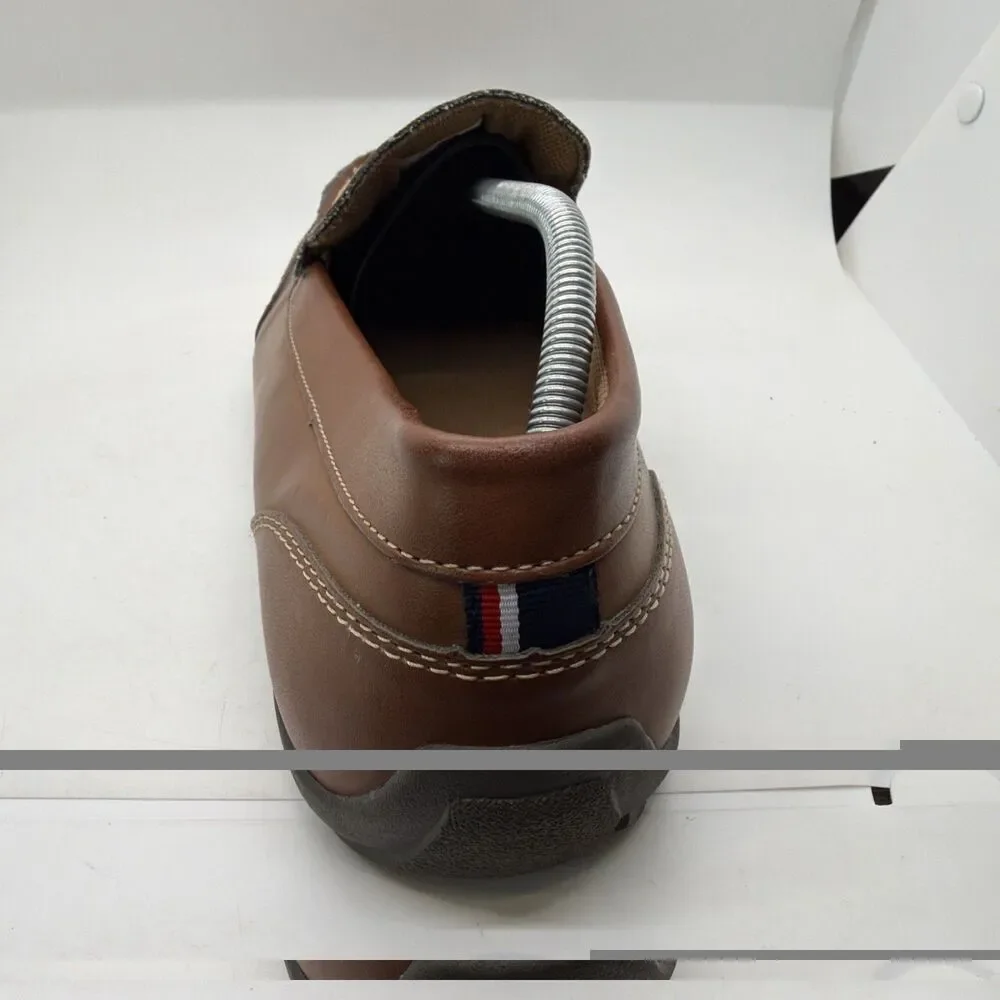 Tommy Hilfiger Mens Sz 10.5 Brown Leather Loafers Casual Comfort Slip On Shoes